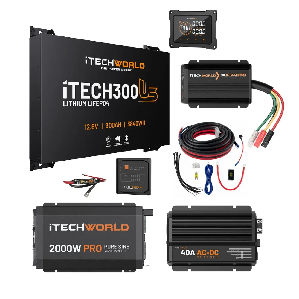 iTechworld Complete Ultra Slimline Canopy Dual Battery Kit 300Ah lithium
