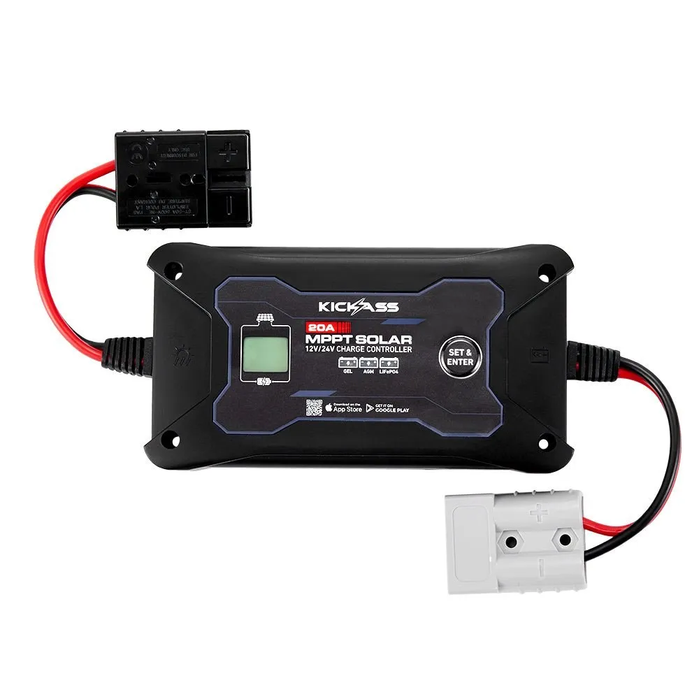 KickAss Smart 20A 12V/24V MPPT In-Line Solar Charge Controller + Integrated Bluetooth