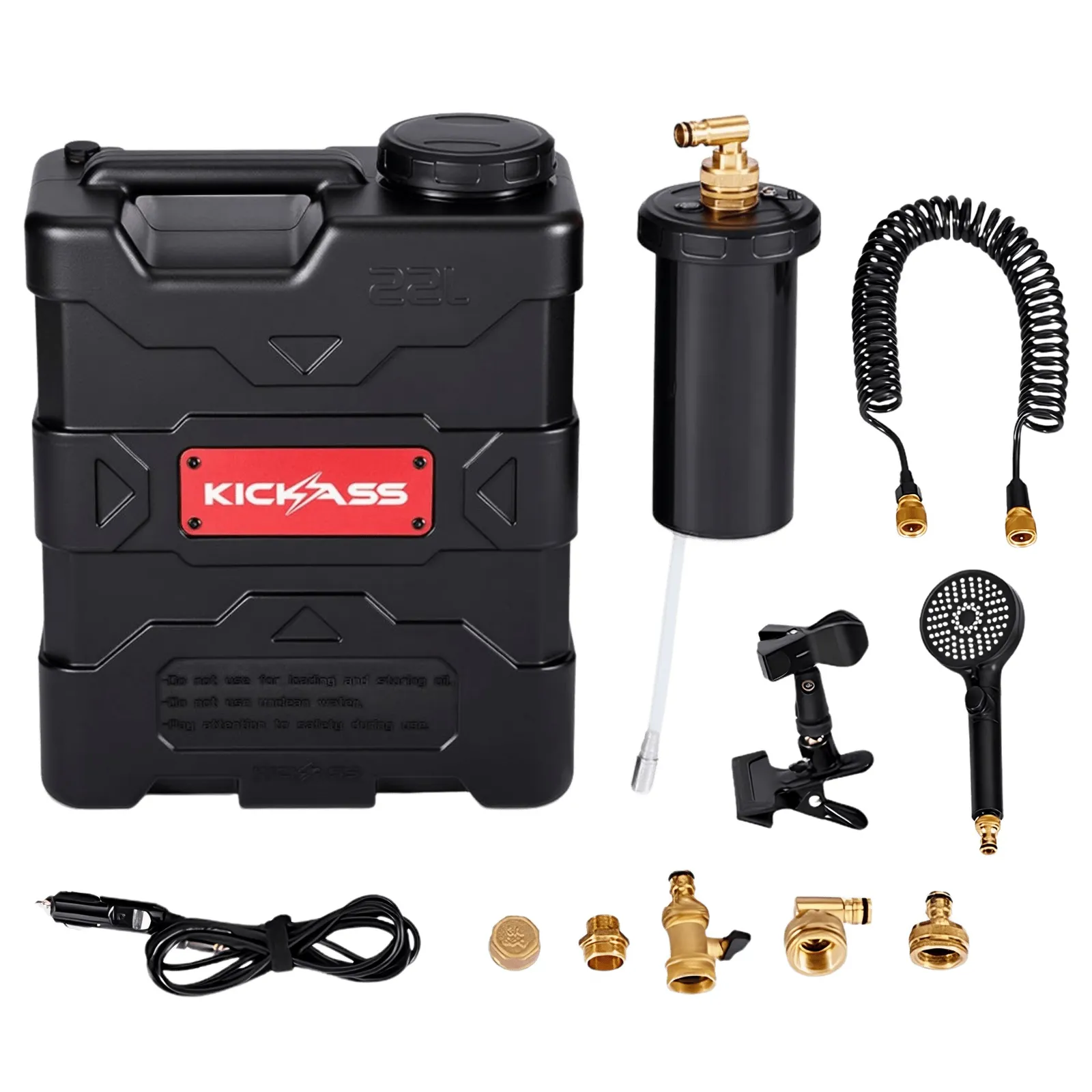 KickAss AquaBoss GO 22L Camp Shower with 12V Pump