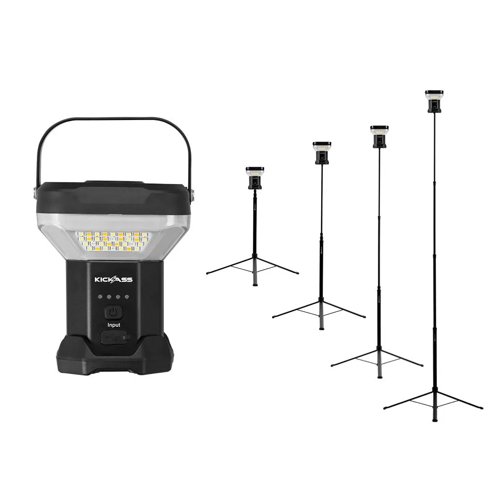 KickAss Rechargeable Tripod Camping Light - 6000 Lumens, 3m + Remote
