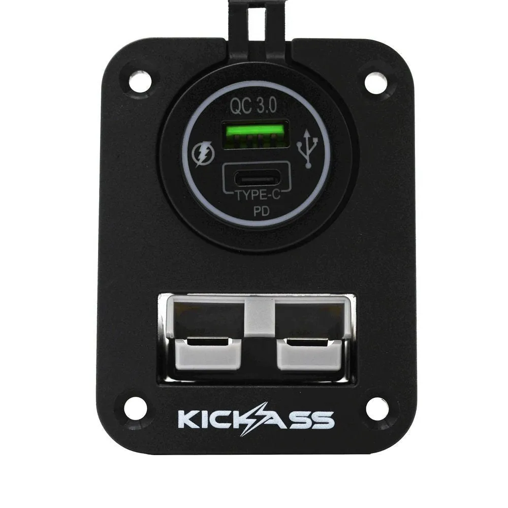 KickAss Double Flush Mount Housing - 50A Anderson Style Plug (USB A+C)