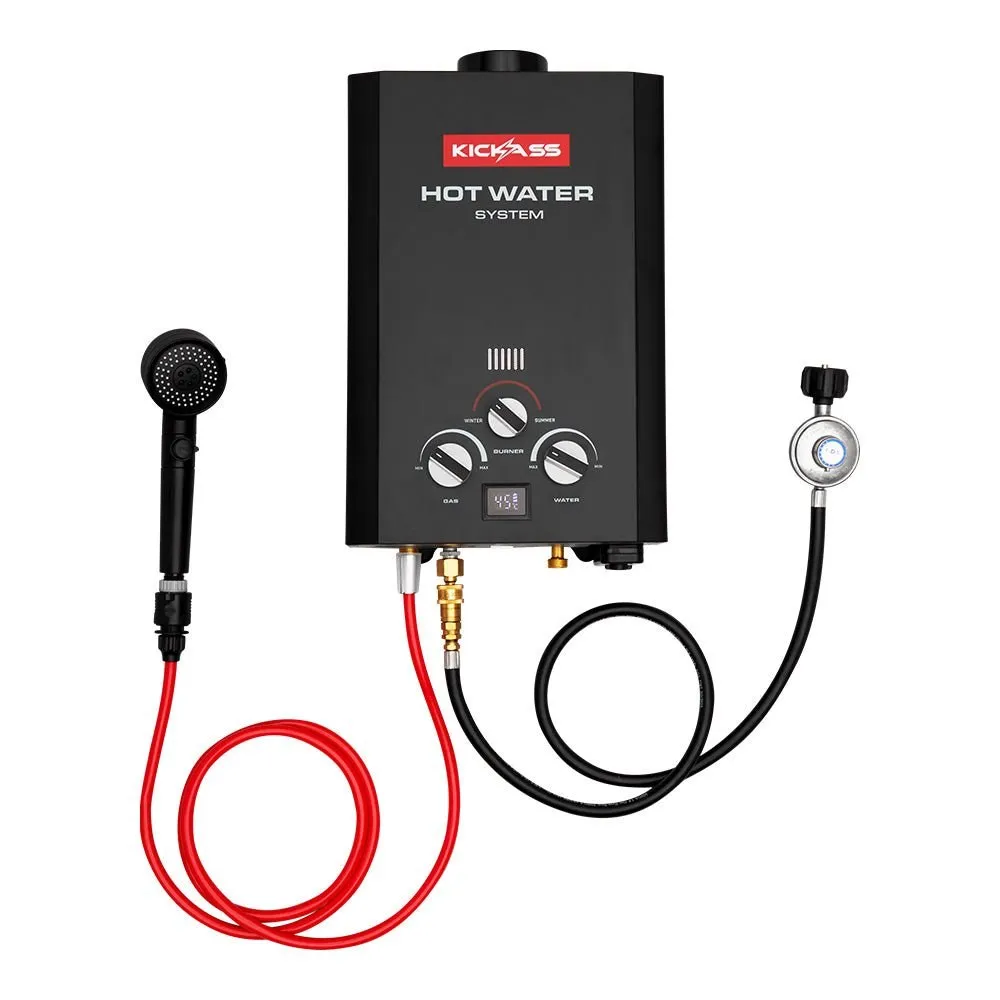KickAss 6L Portable Gas Hot Water System MKII + Quick Connect Gas Fitting