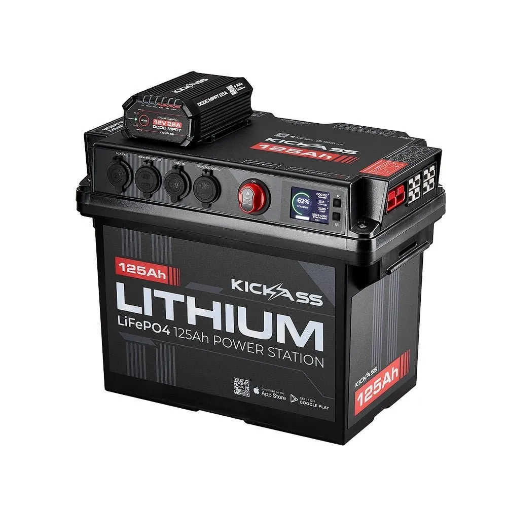 KickAss Smart 125Ah Lithium Battery Box Power Station with 25A DCDC Charger + Integrated Bluetooth