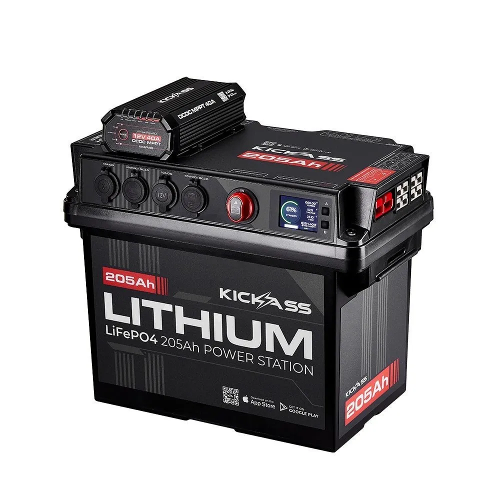 KickAss Smart 205Ah Lithium Battery Box Power Station with 40A DCDC Charger + Integrated Bluetooth