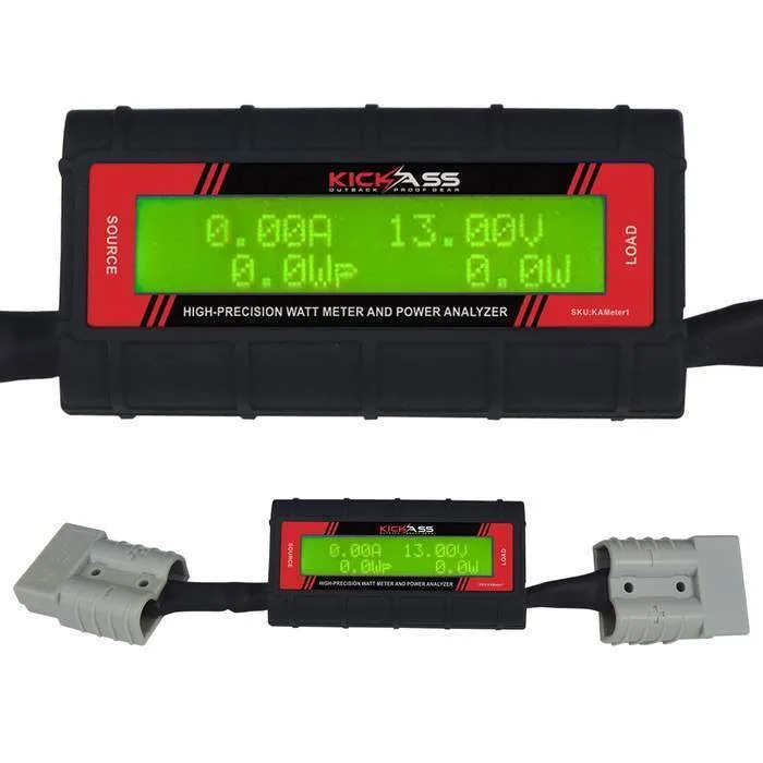 KickAss Digital DC Watt Meter for Portable 12V Solar Panels with Anderson Connection