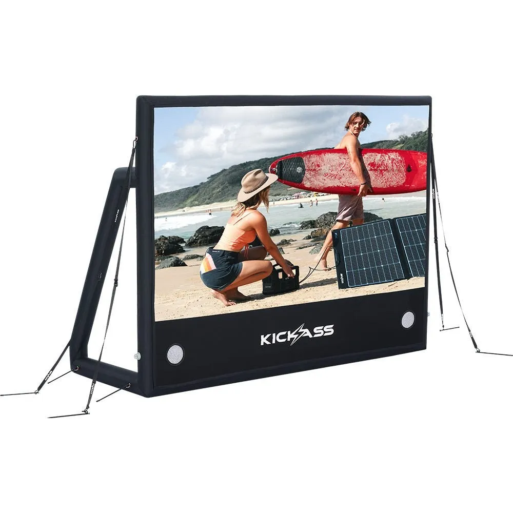 KickAss 120” Portable Outdoor Cinema Projection AirScreen, Inflatable Movie Screen for Camping & Backyard