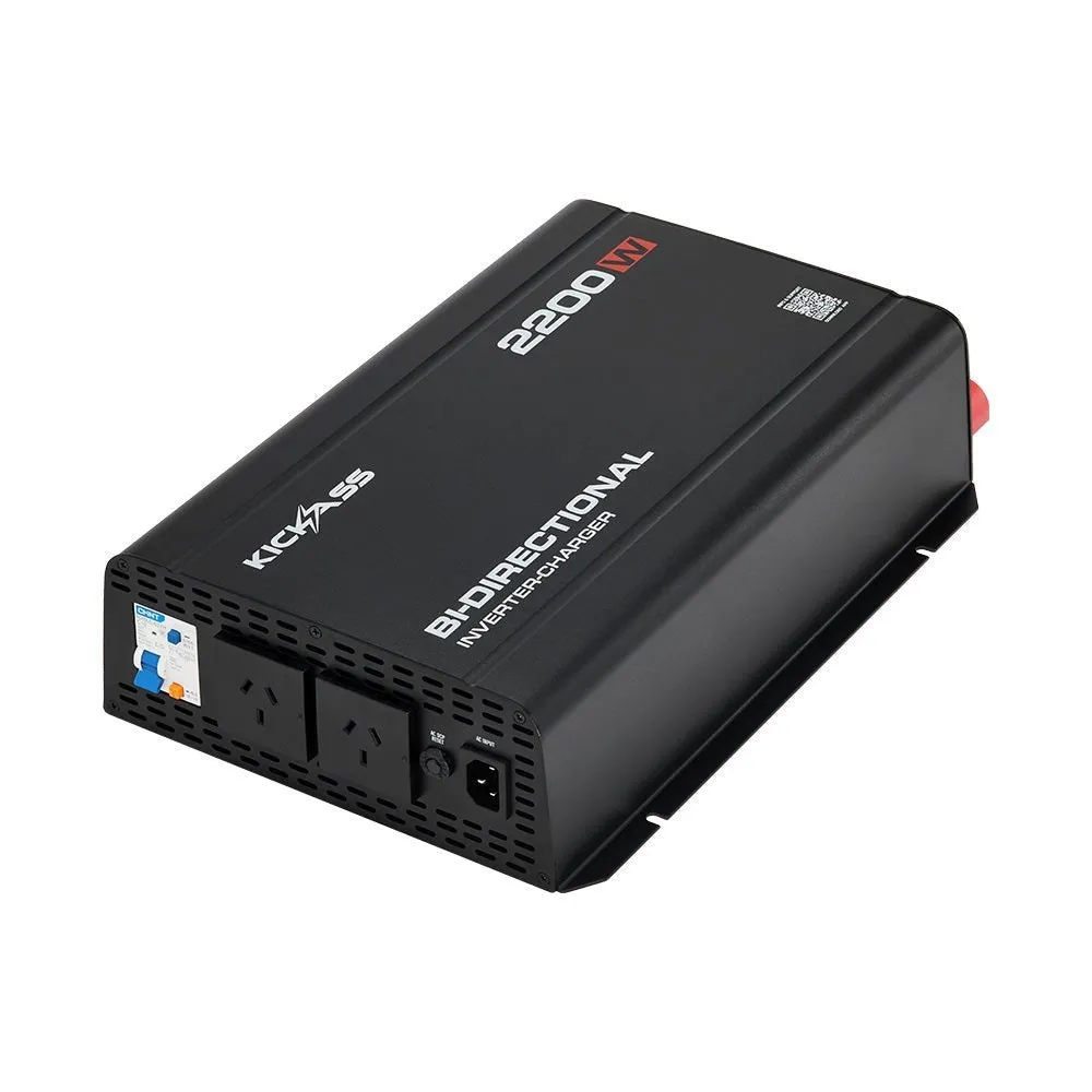 KickAss 12V to 230V Pure Sine Wave 2200W Bi-Directional Inverter-Charger + Integrated Bluetooth