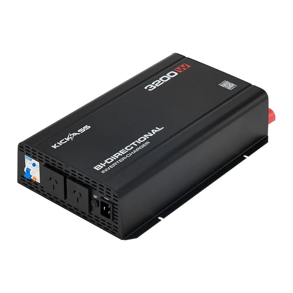 KickAss 12V to 230V Pure Sine Wave 3200W Bi-Directional Inverter-Charger + Integrated Bluetooth