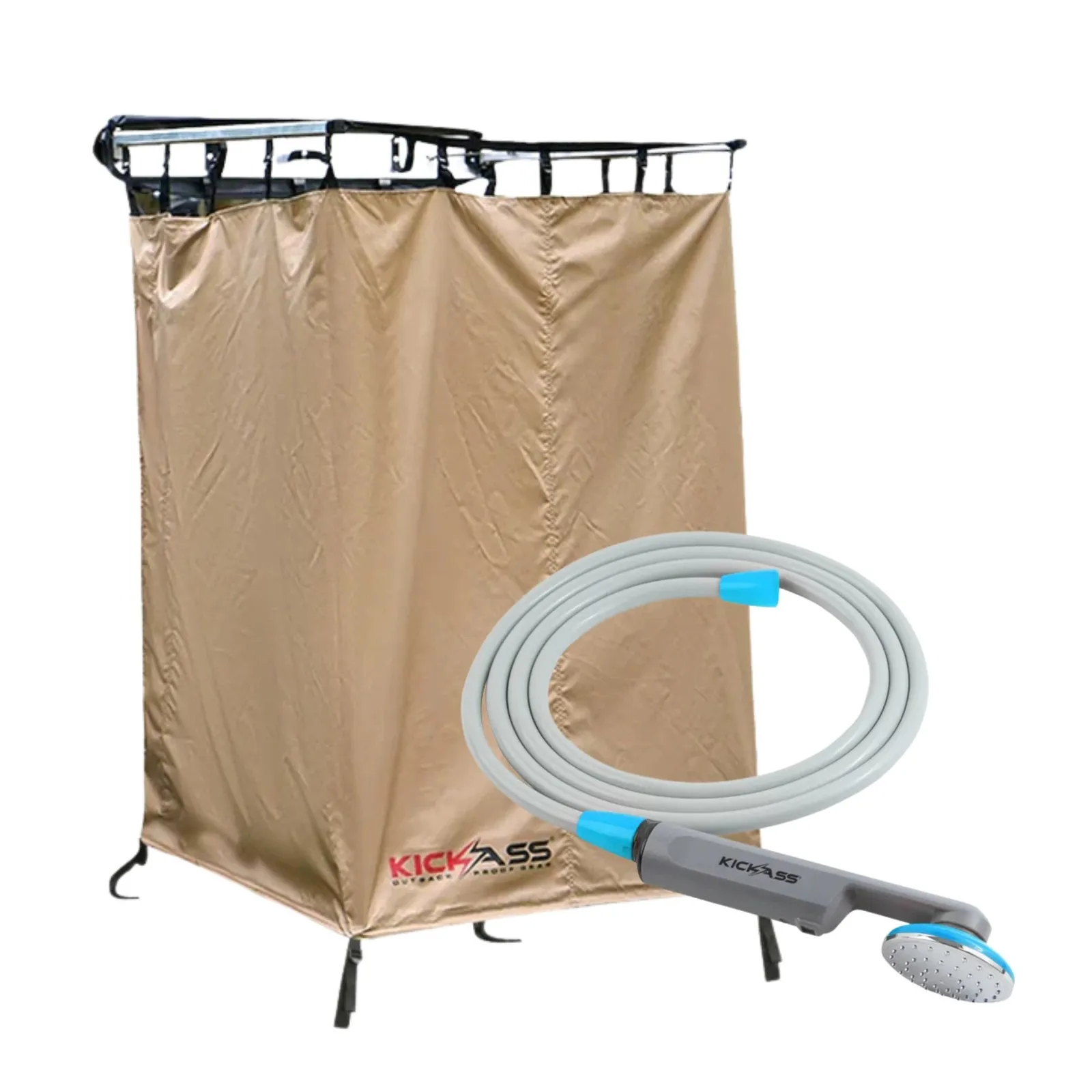 KickAss Fold Out Shower Tent & Change Room with Rechargeable Portable Lithium Shower