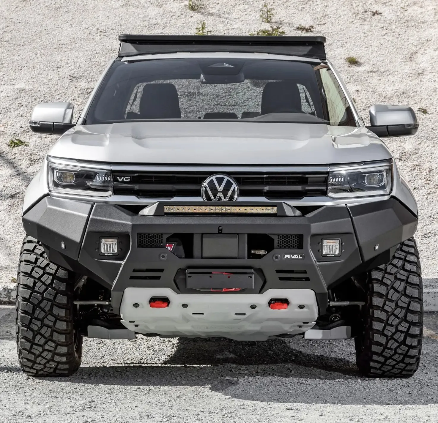 Aluminium Front Bar, VW Amarok 2023, Present, includes RIVAL FOG Lights, Set of 2